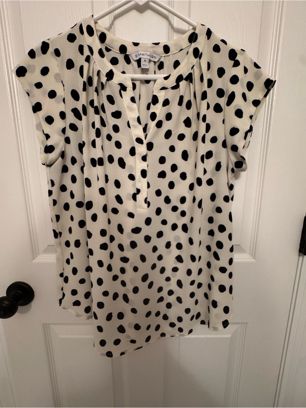 41 Hawthorn Cream Blouse with Black Polka Dots